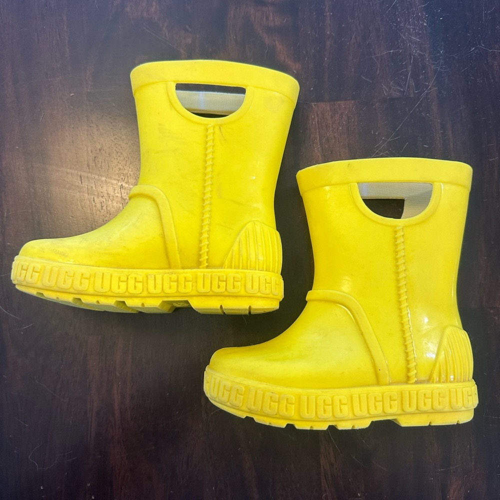 UGG Bright Yellow Kids Waterproof Pull-On Rain Boots